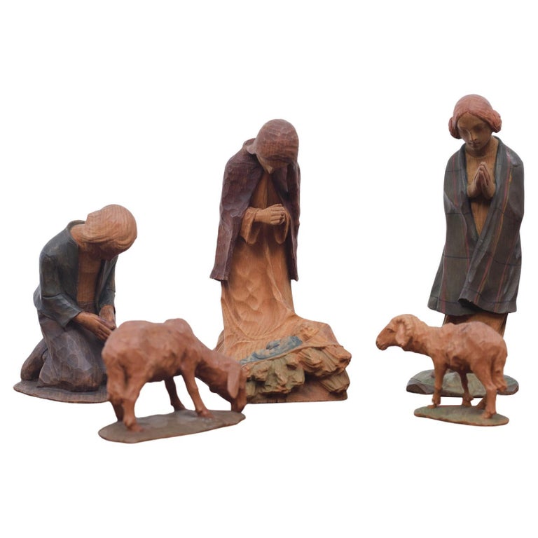 Vintage Hand-Carved Nativity Scene from Germany at 1stDibs