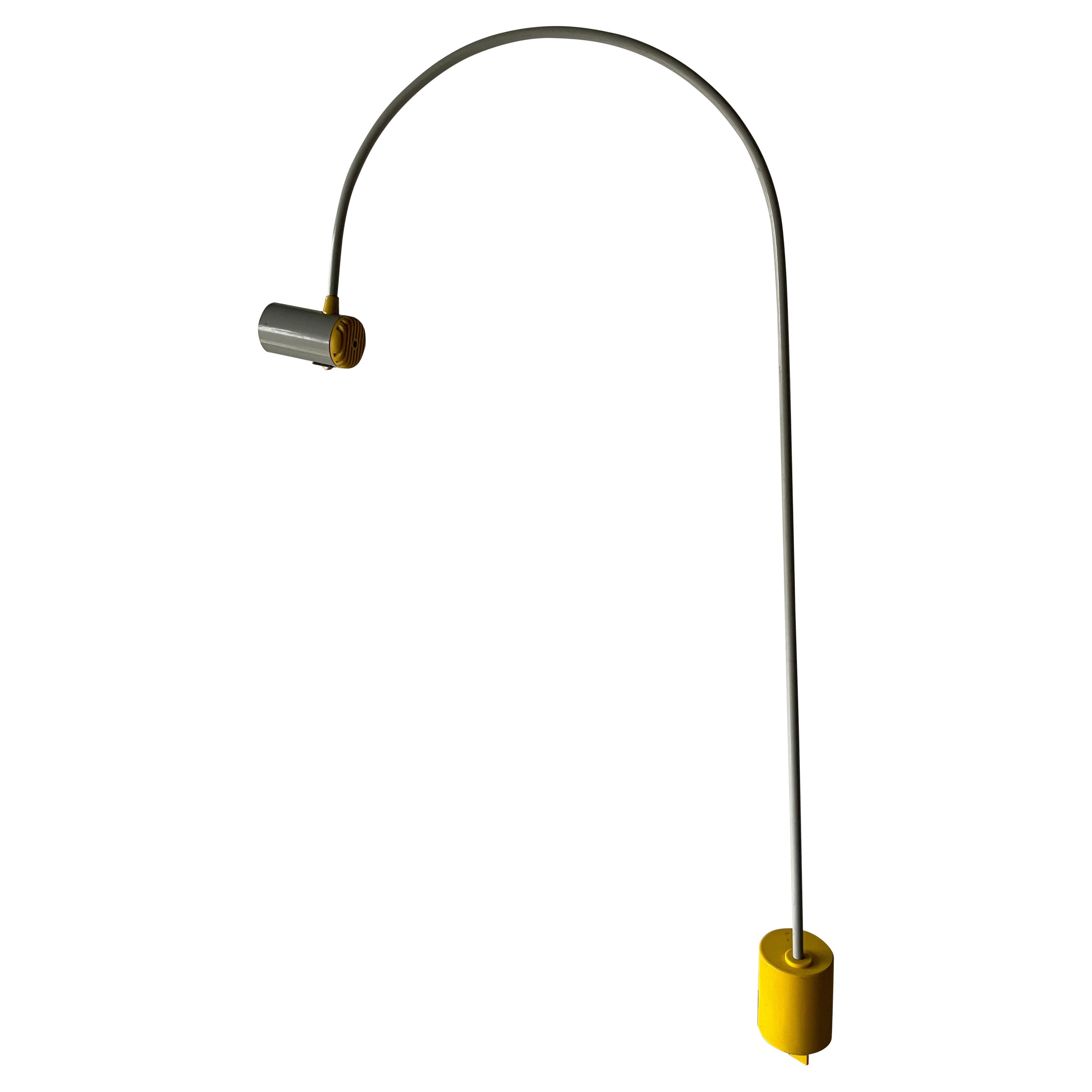 Yellow-Grey Arc Shaped Large Office Clamp Desk Lamp by Targetti, 1970s, Italy For Sale