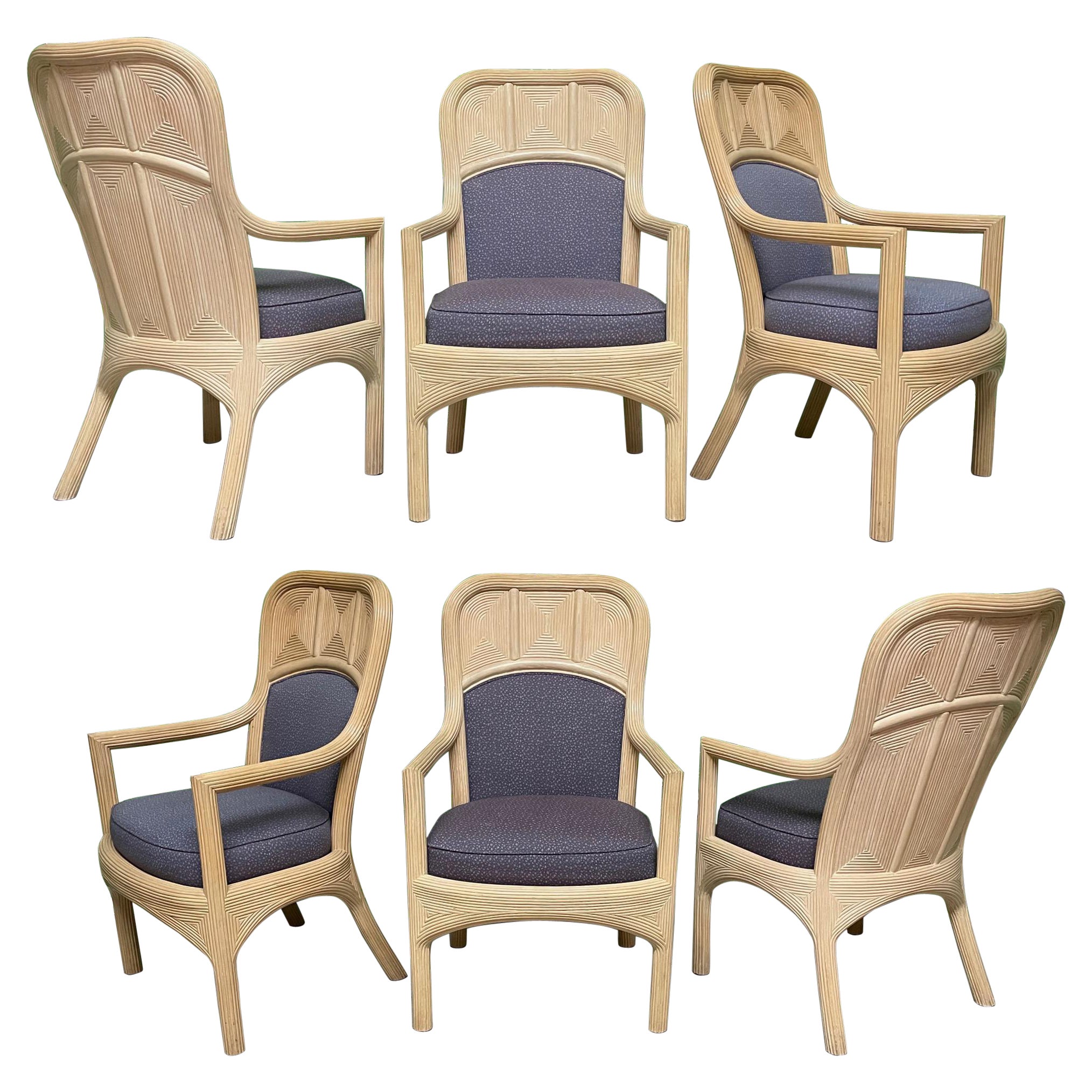 Sculptural Rattan Dining Chairs, Set of 6 at 1stDibs