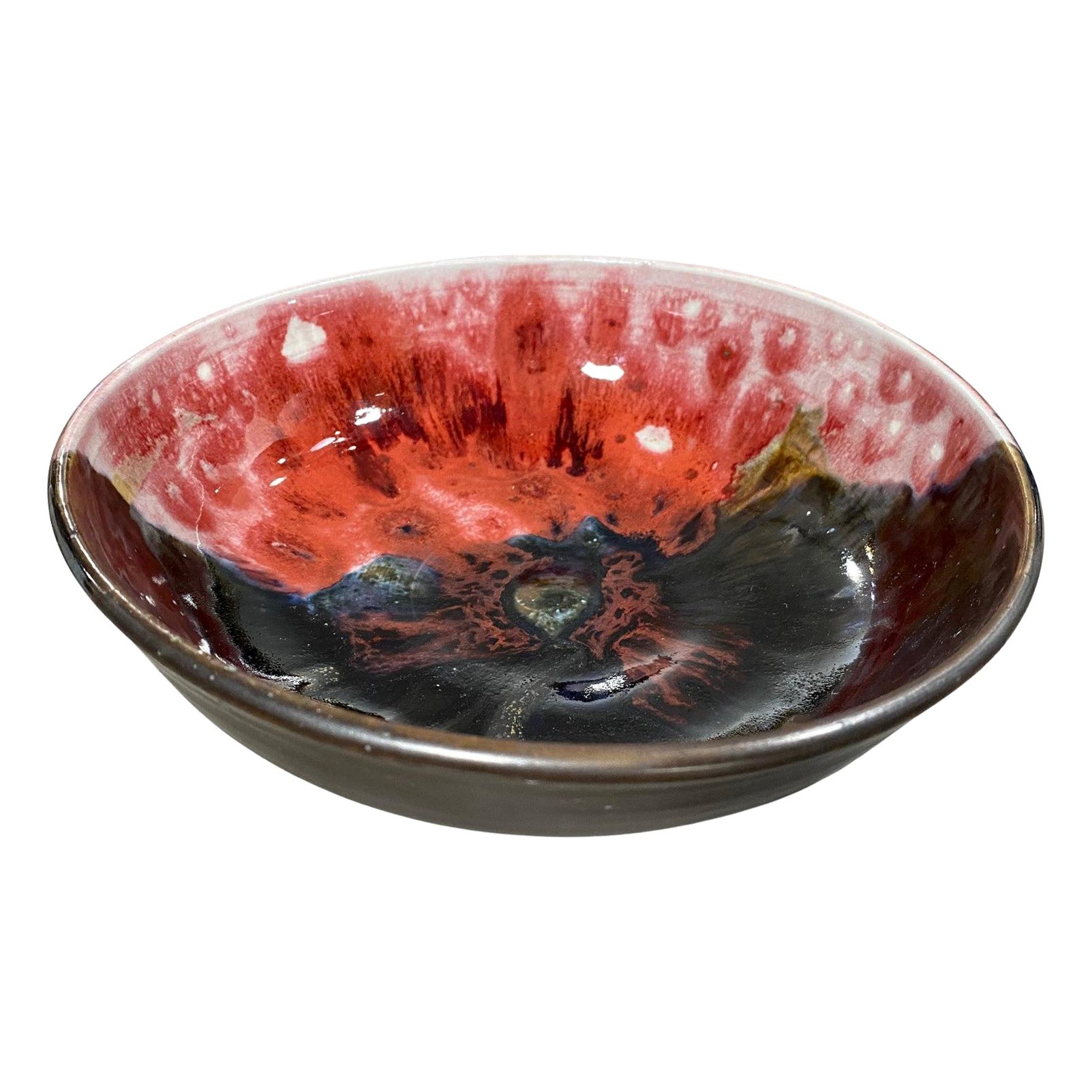 Tashiko Tazaezu Signed Mid-Century Glazed Oxblood Studio Pottery Ceramic Bowl