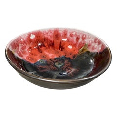 Tashiko Tazaezu Signed Mid-Century Glazed Oxblood Studio Pottery Ceramic Bowl