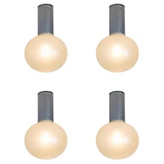 Set of 4 Large 1960s Motoko Ishii Glass & Metal Ceiling Lamps for Staff Leuchten
