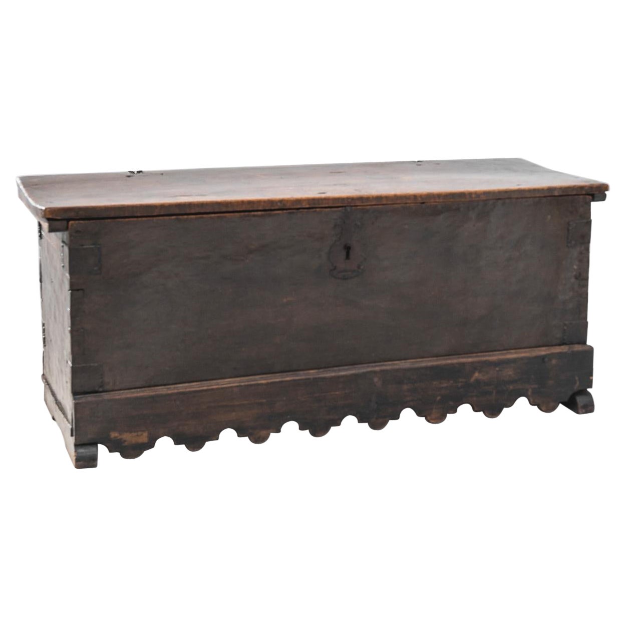 1800s French Wooden Trunk with Original Patina