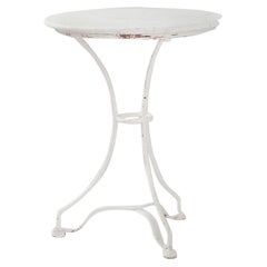 Antique Turn of the Century French Metal Garden Table with Marble Top