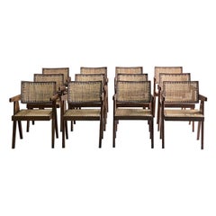 Pierre Jeanneret PJ-010100T Floating Back Office Chairs Set of 12, Circa 1960