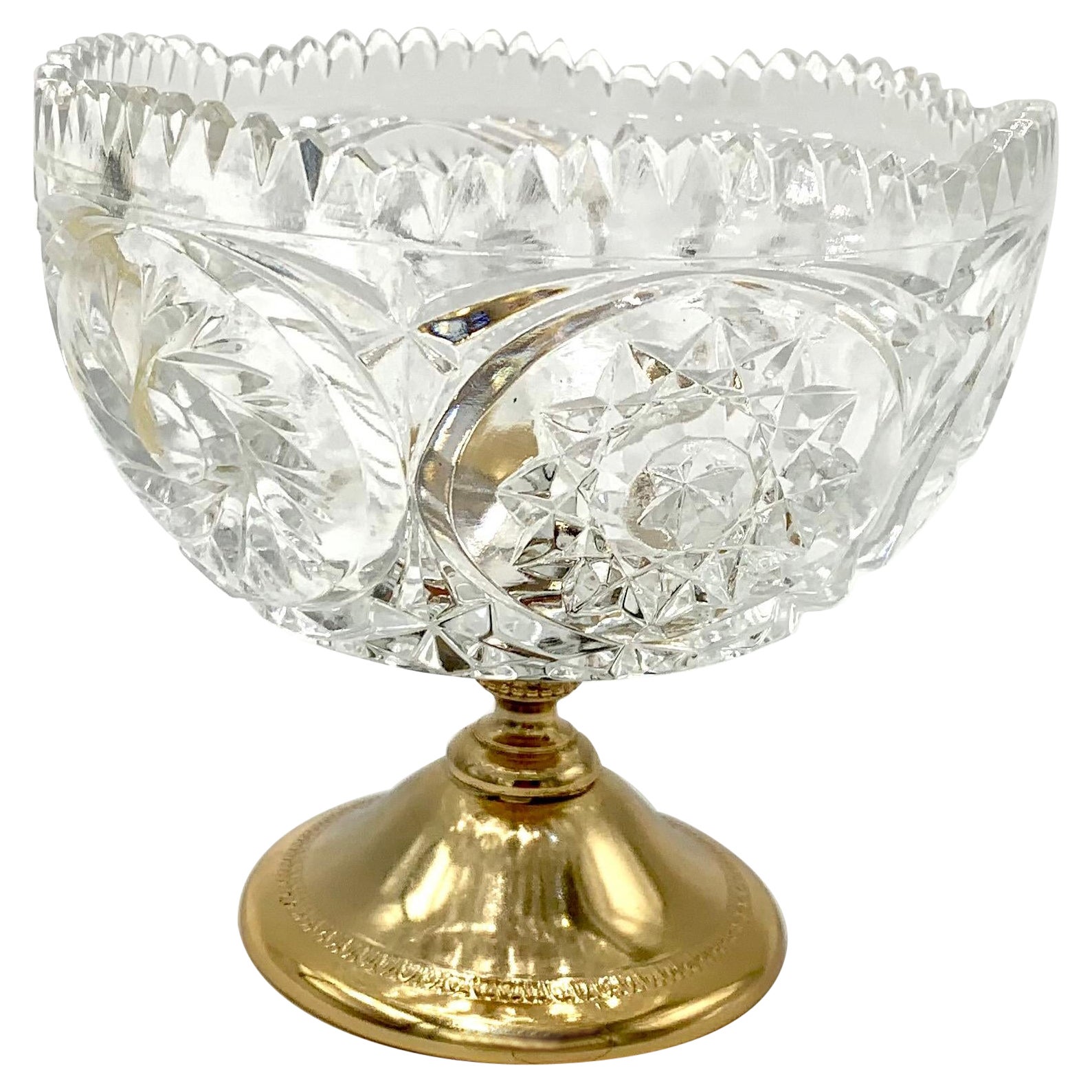 Phoenix Gilded Crystal Sugar Bowl, Germany, 1960s.  For Sale