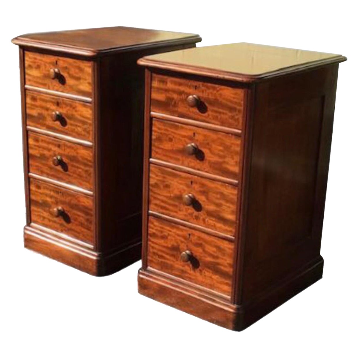 Pair of Large Antique Mahogany Bedside Chests Cabinets For Sale