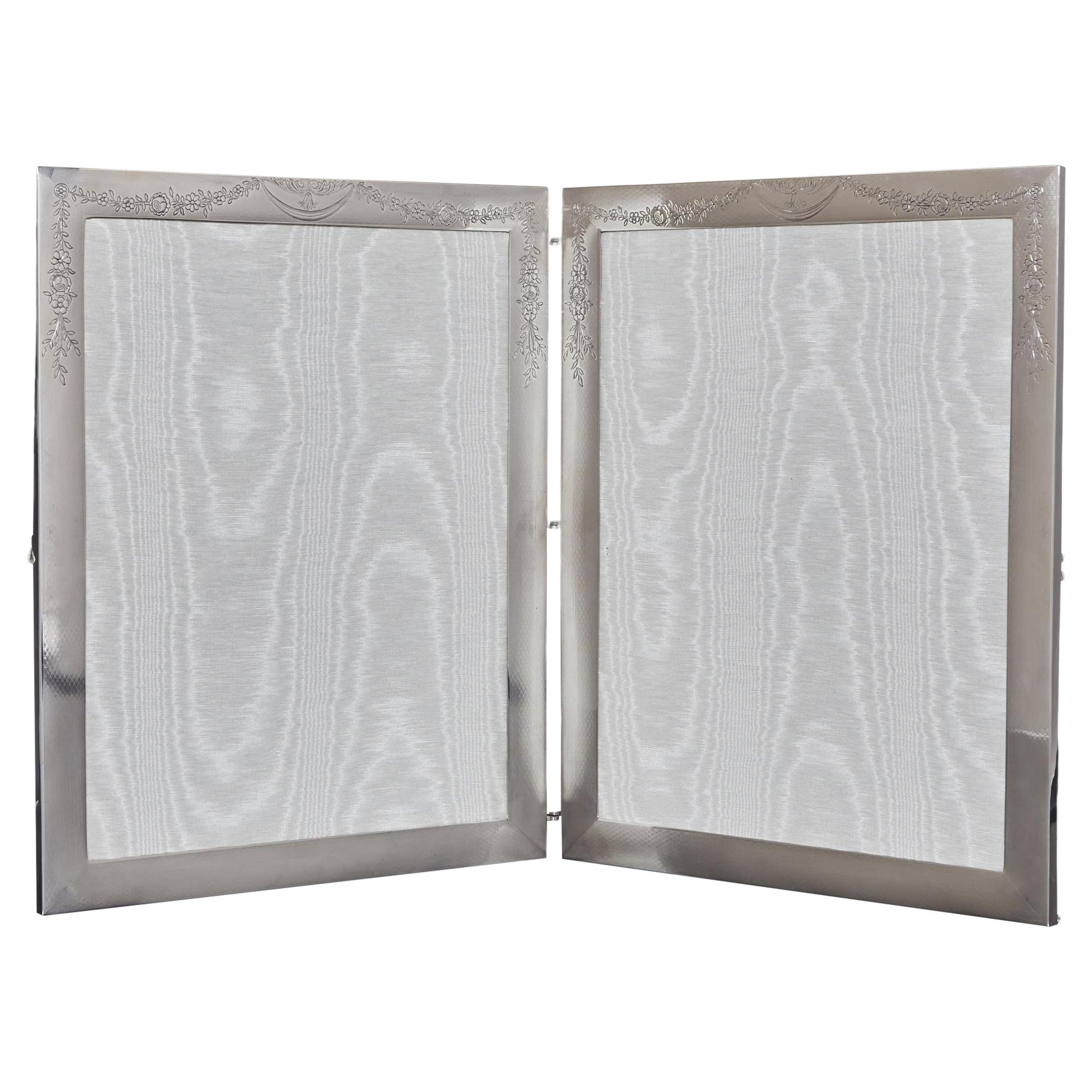 1901 Antique Edwardian Sterling Silver Double Commemorative Frame For