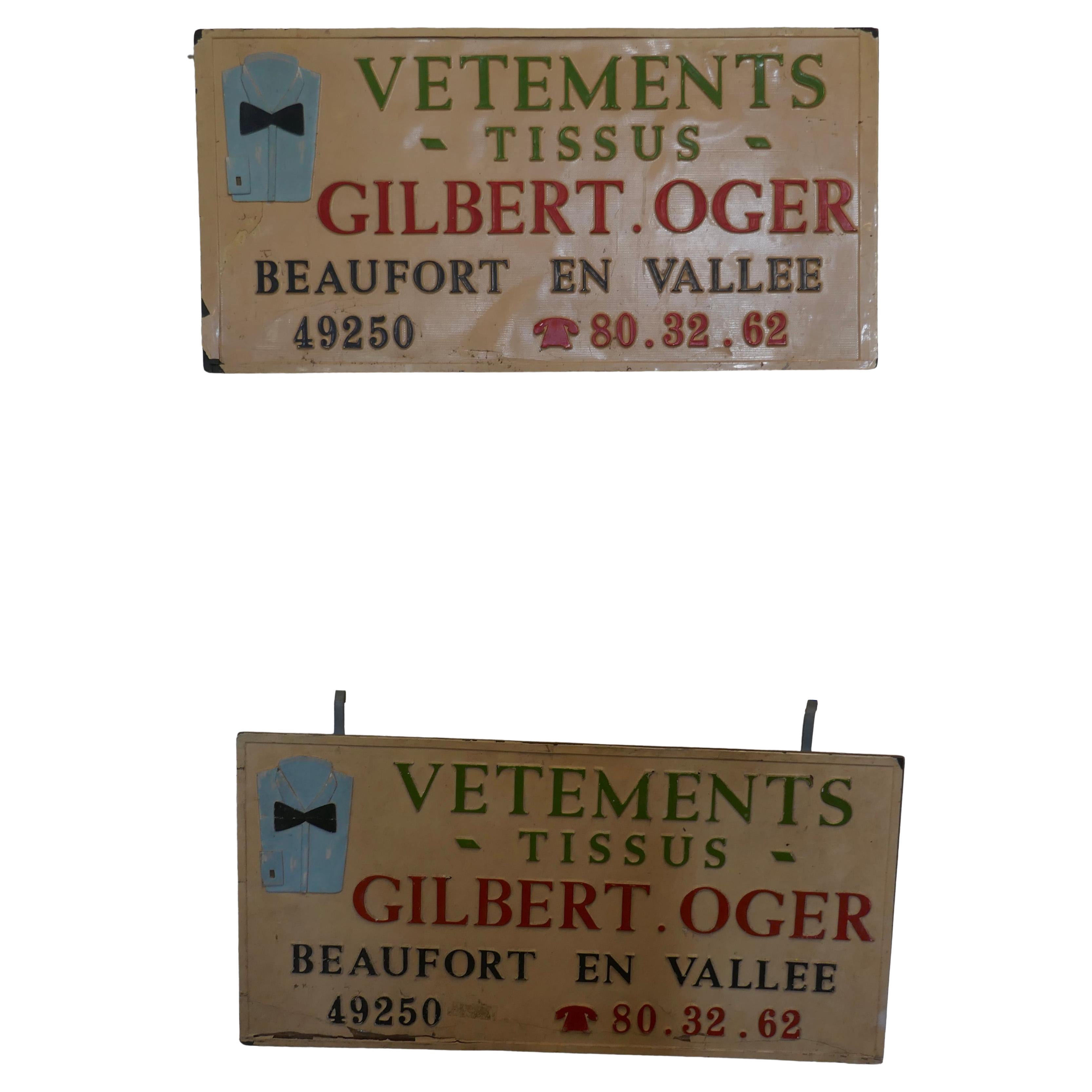 2 French Market Haberdashery Stall Hanging Signs For Sale