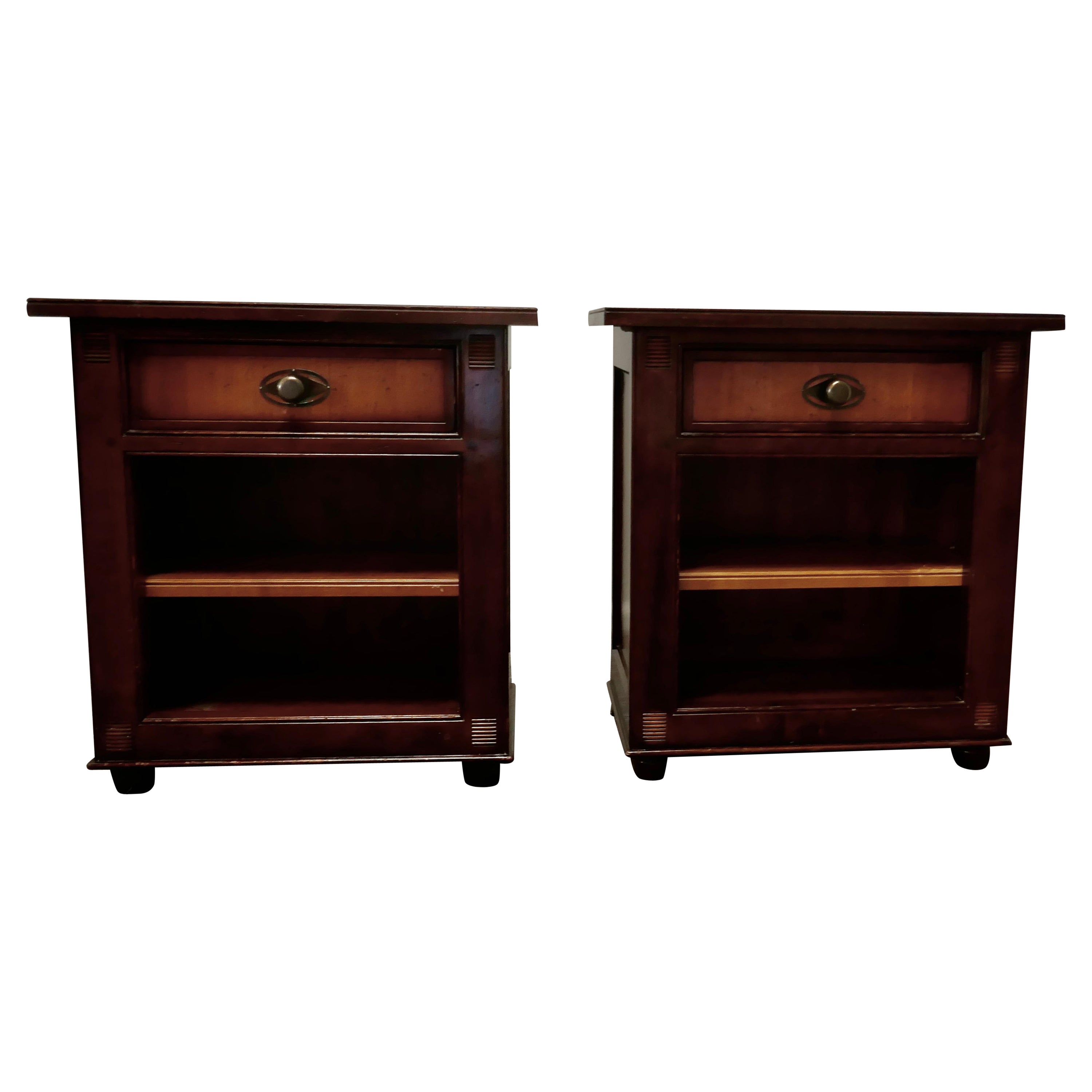 Pair of French 2 Tone Fruitwood Bedside Cupboards or Night Tables For Sale