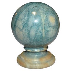 Italian Alabaster Globe Paper Weight in Blue and Pink