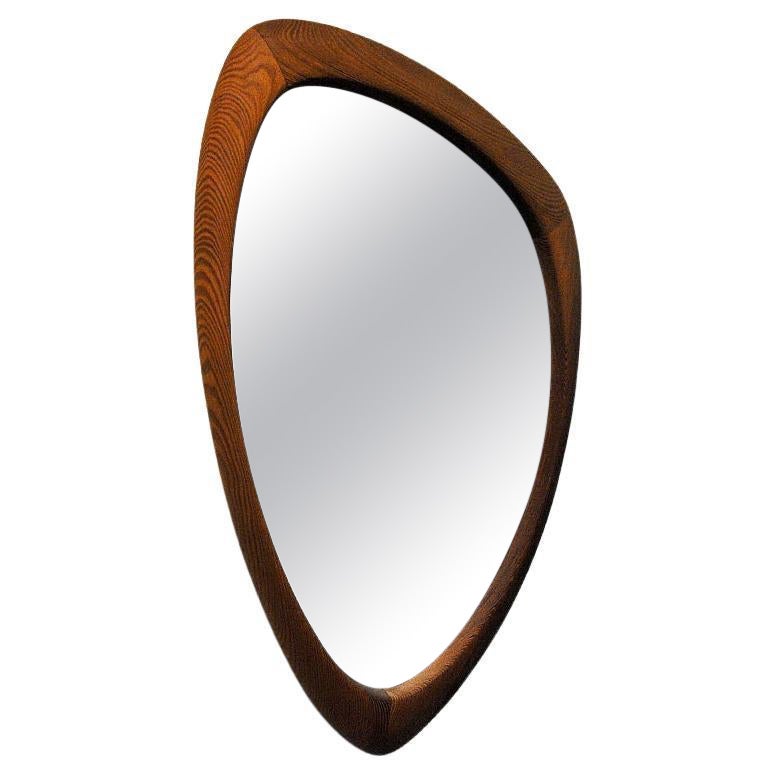 Swedish Vintage Oval Pine Wall Mirror from the 1950s