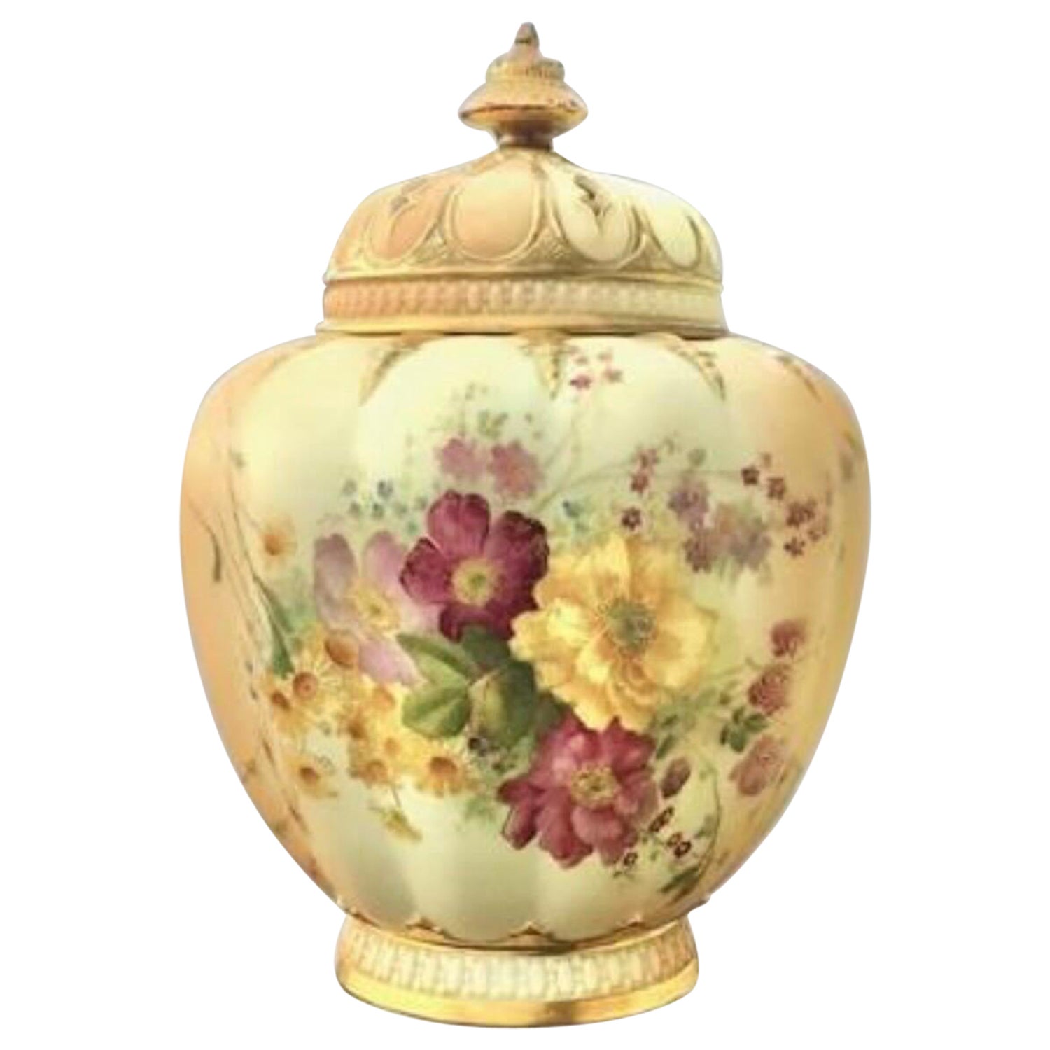 Antique Royal Worcester Blush Ivory Pot Pourri Vase For Sale at 1stDibs