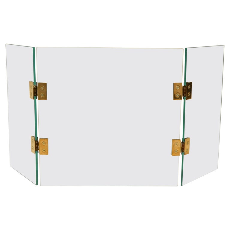 Jacques 3 Panel Tempered Glass Fire Screen and Brass Hardware