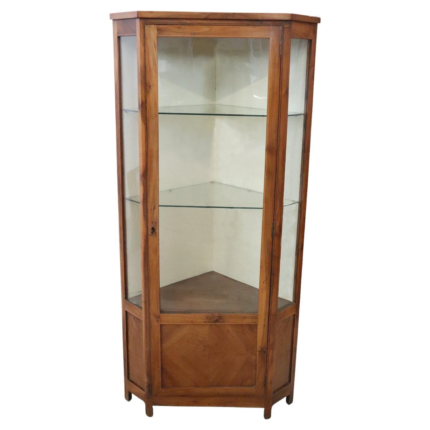 20th Century Italian Inlaid Walnut Corner Cupboard or Corner Cabinet