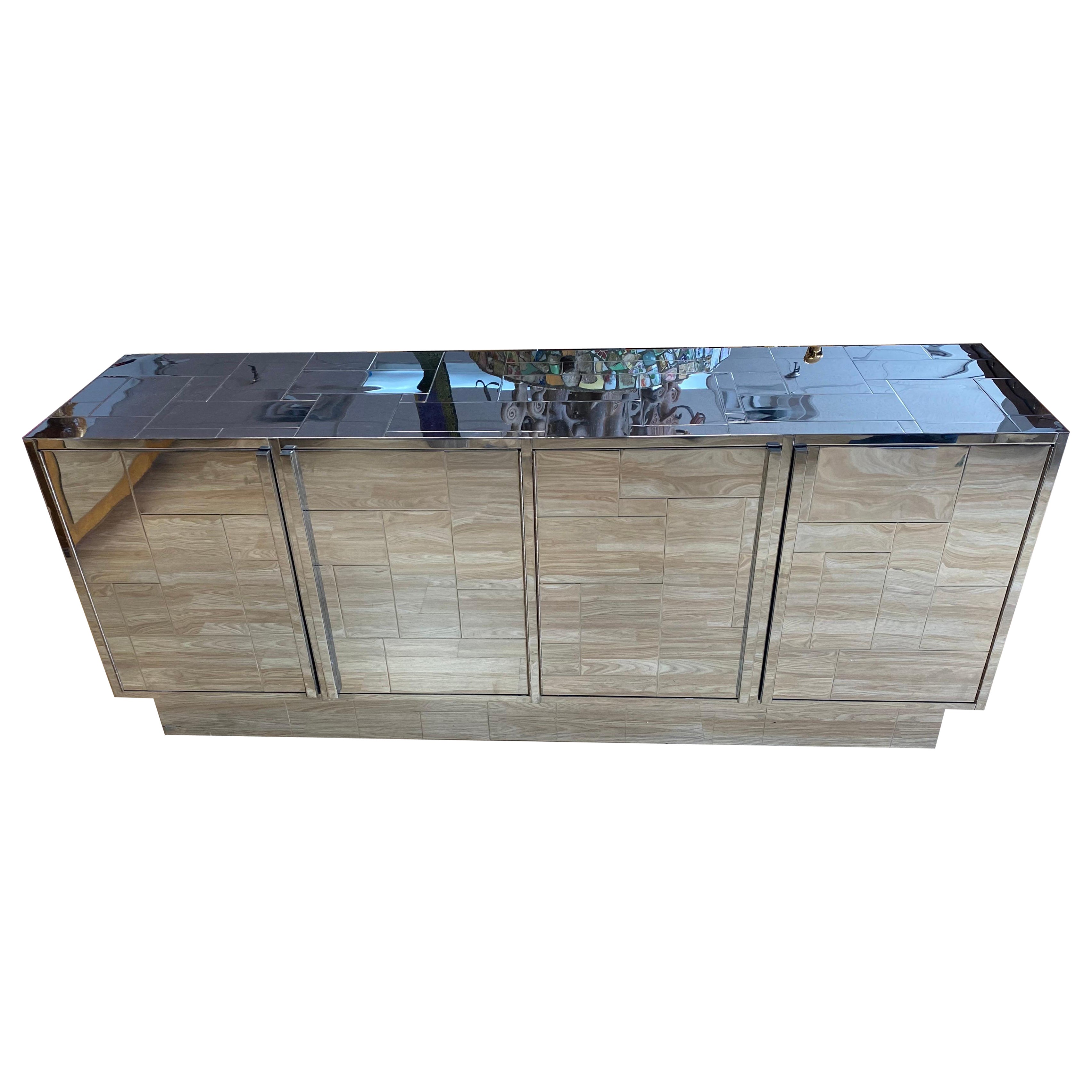 Mid-Century Modern Chrome "Cityscape" Credenza by Paul Evans