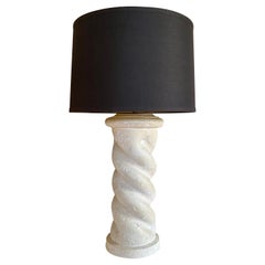 Michael Taylor Style Sculptural Modern Plaster Twist Spiral Column Table Lamp