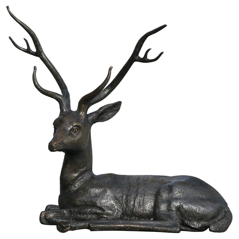 Large Early 20th Century Japanese Bronze Deer For Sale