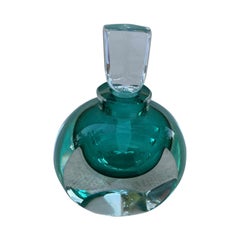 Vintage Teal Art Glass Perfume Bottle