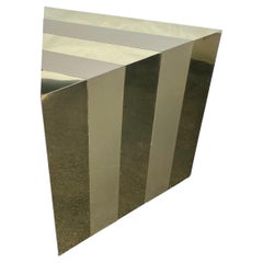 Paul Evans Style Mid-Century Modern Gold Cityscape Triangular End Side Table