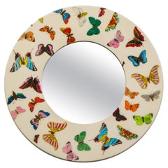 'Butterflies'' Round Mirror by Piero Fornasetti, Signed 