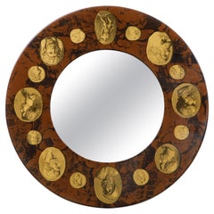 'Cammei'' Round Mirror by Piero Fornasetti, Signed 