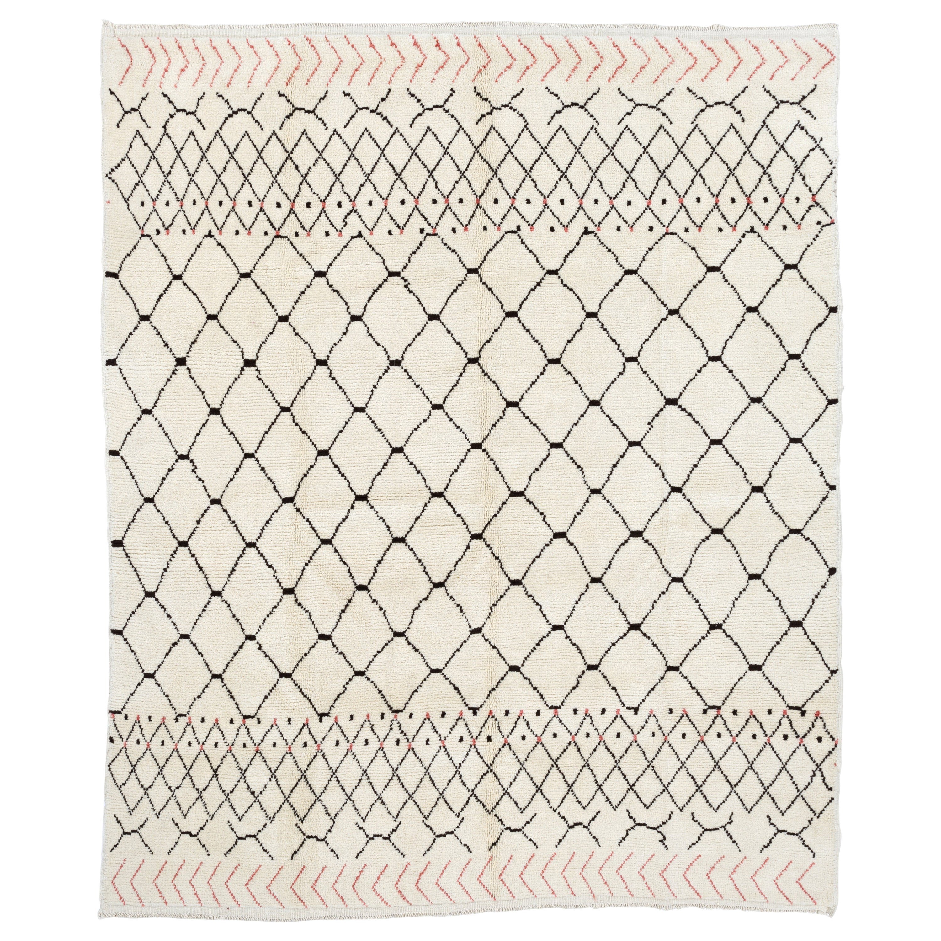 8x10 Ft Modern Moroccan Rug. 100 Natural Undyed Wool. Custom Options