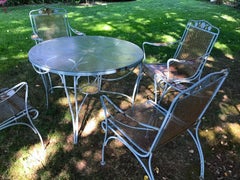 Retro Woodard Style Wrought Iron Patio Set Regency Garden Furniture Mid Century  