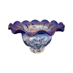 Vintage Mid Century Blue Blown Glass Bowl