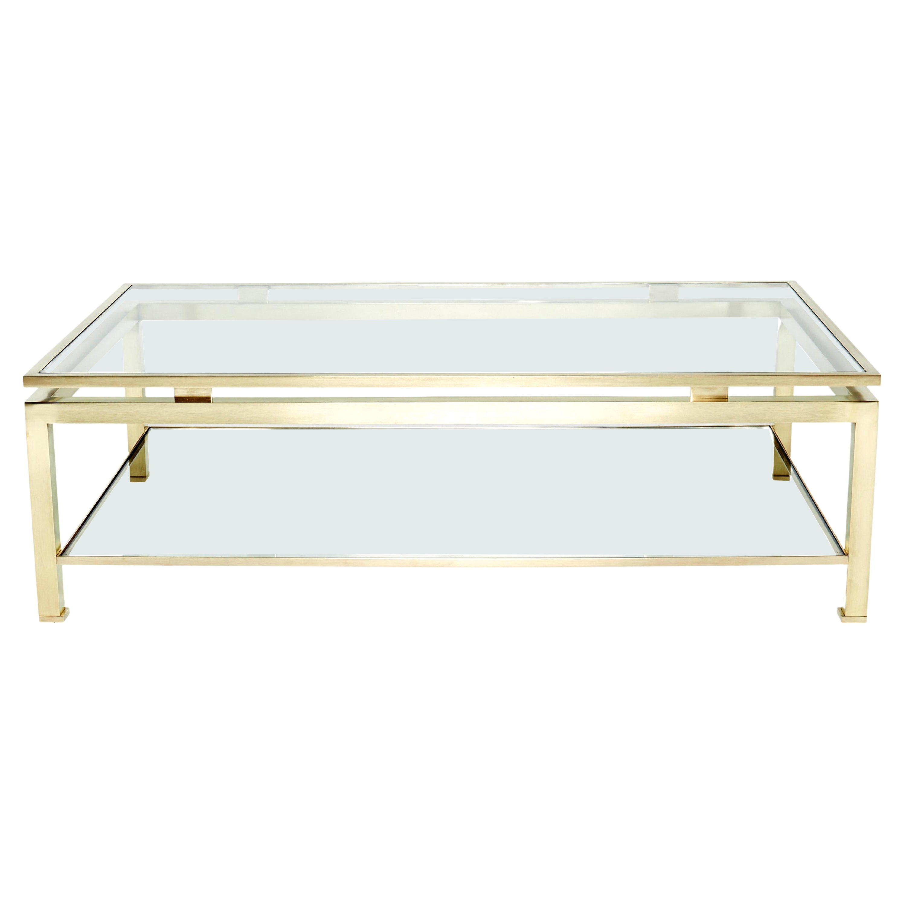 French Brass Two-Tier Coffee Table Guy Lefevre for Maison Jansen 1970s