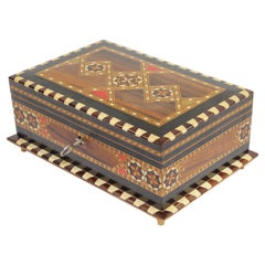 Inlaid Marquetry Jewelry Footed Box Granada Spain