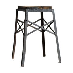 Old Iron Stool Used in a Japanese Factory / Wabi-Sabi Chair / 1930-1980
