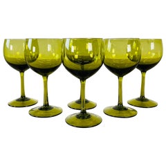 1960s Small Glass Wine Stems, Set of 6