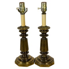1960s Small Brass Table Lamps, Pair