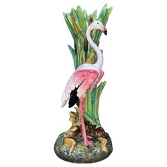 19th Century Majolica Flamingo Vase Delphin Massier