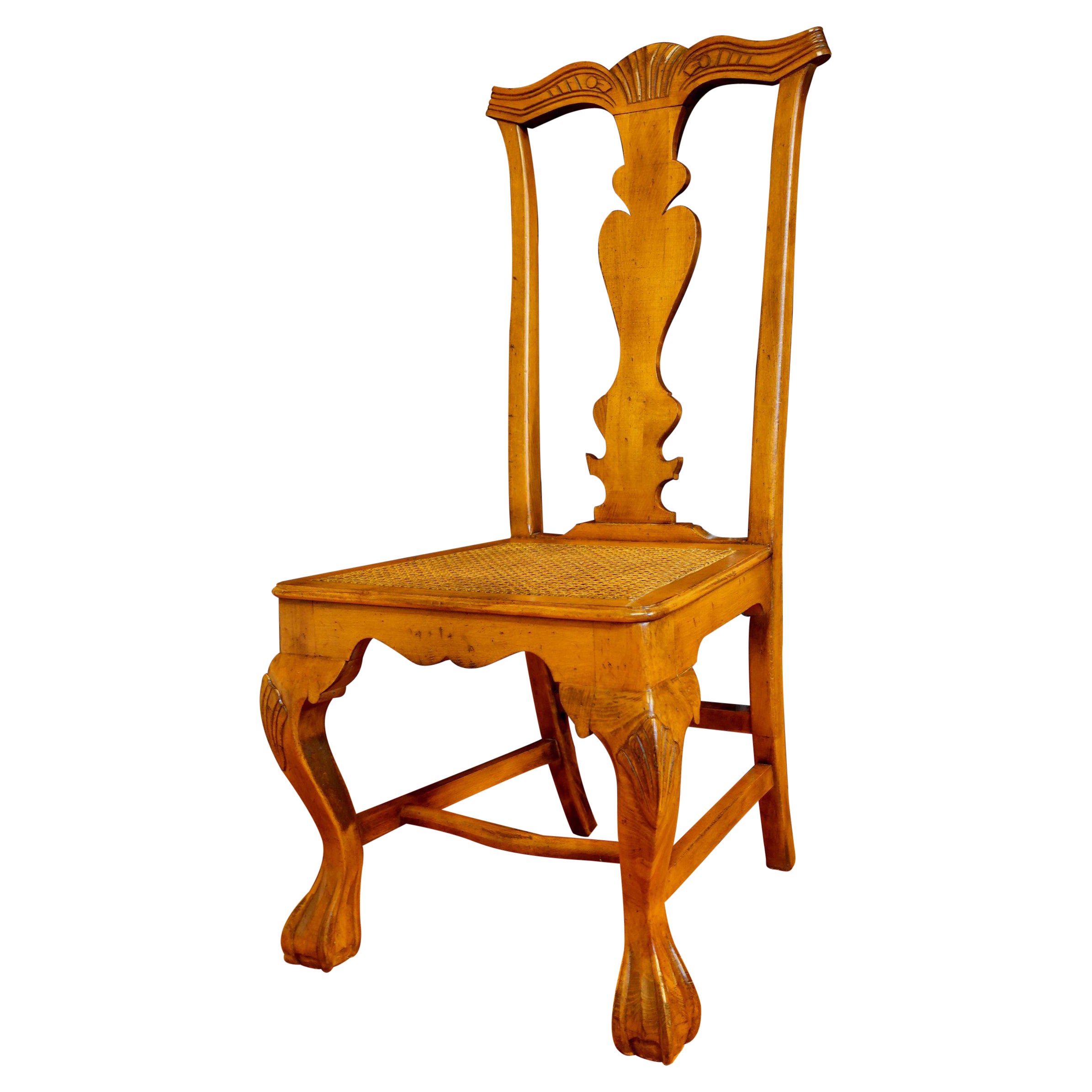 18th Century Queen Anne Period Walnut Single Chair with Caned Seat