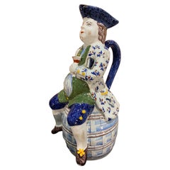 19th Century French Faience Polychrome Wine Decanter