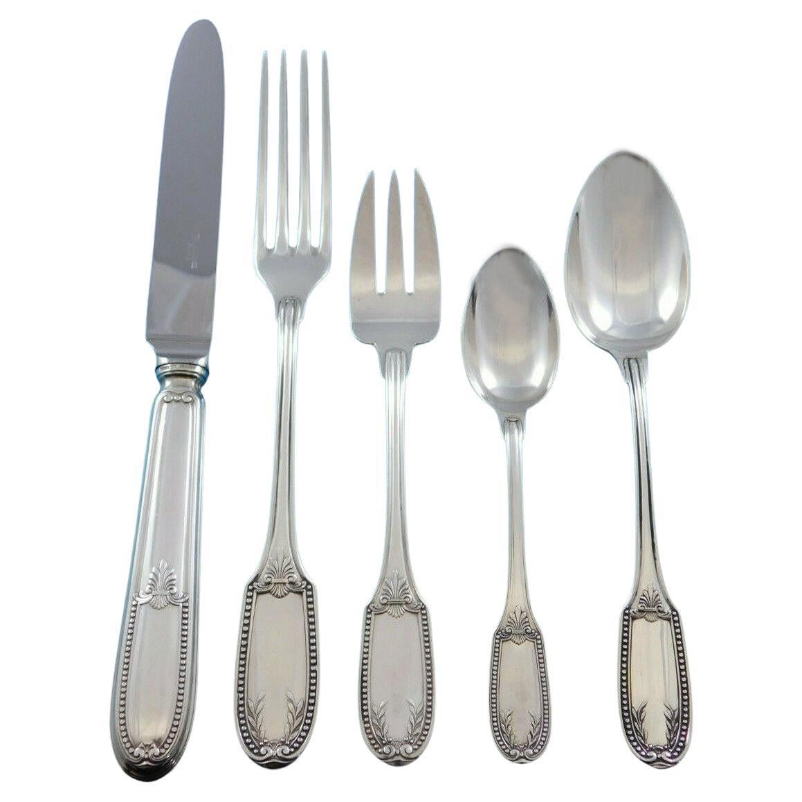 La Rochelle by Tetard Freres Sterling Silver Flatware Set Service French 62 Pcs For Sale