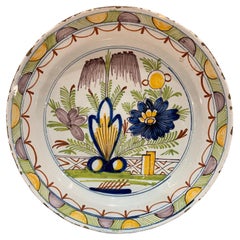 Antique 18th-19th Century Polychrome Delft Platter