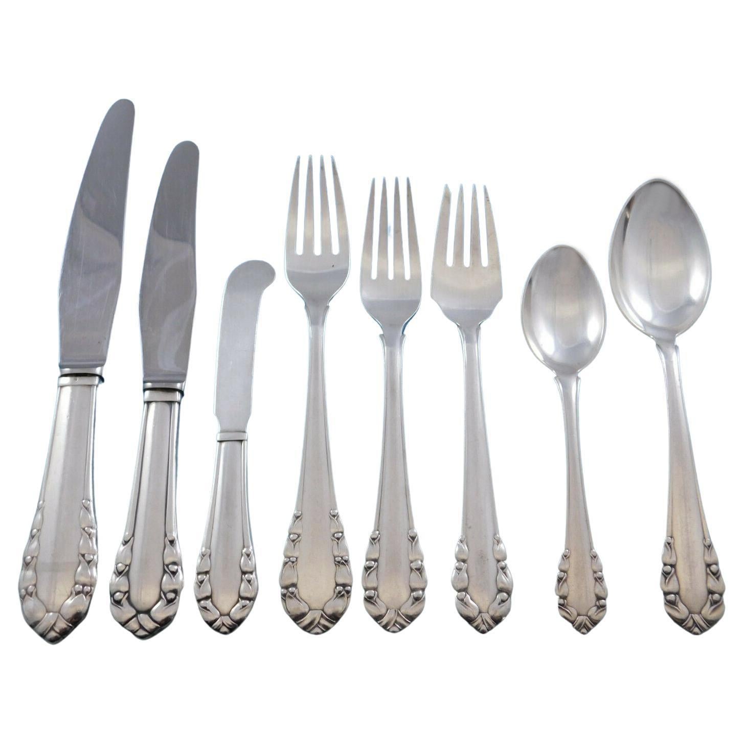 Lily of the Valley by Georg Jensen Sterling Silver Flatware Set Service 96 Pcs For Sale