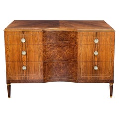 Used Quality Art Deco Rosewood and Burl Walnut 3-Drawer Chest by Irwin Furniture