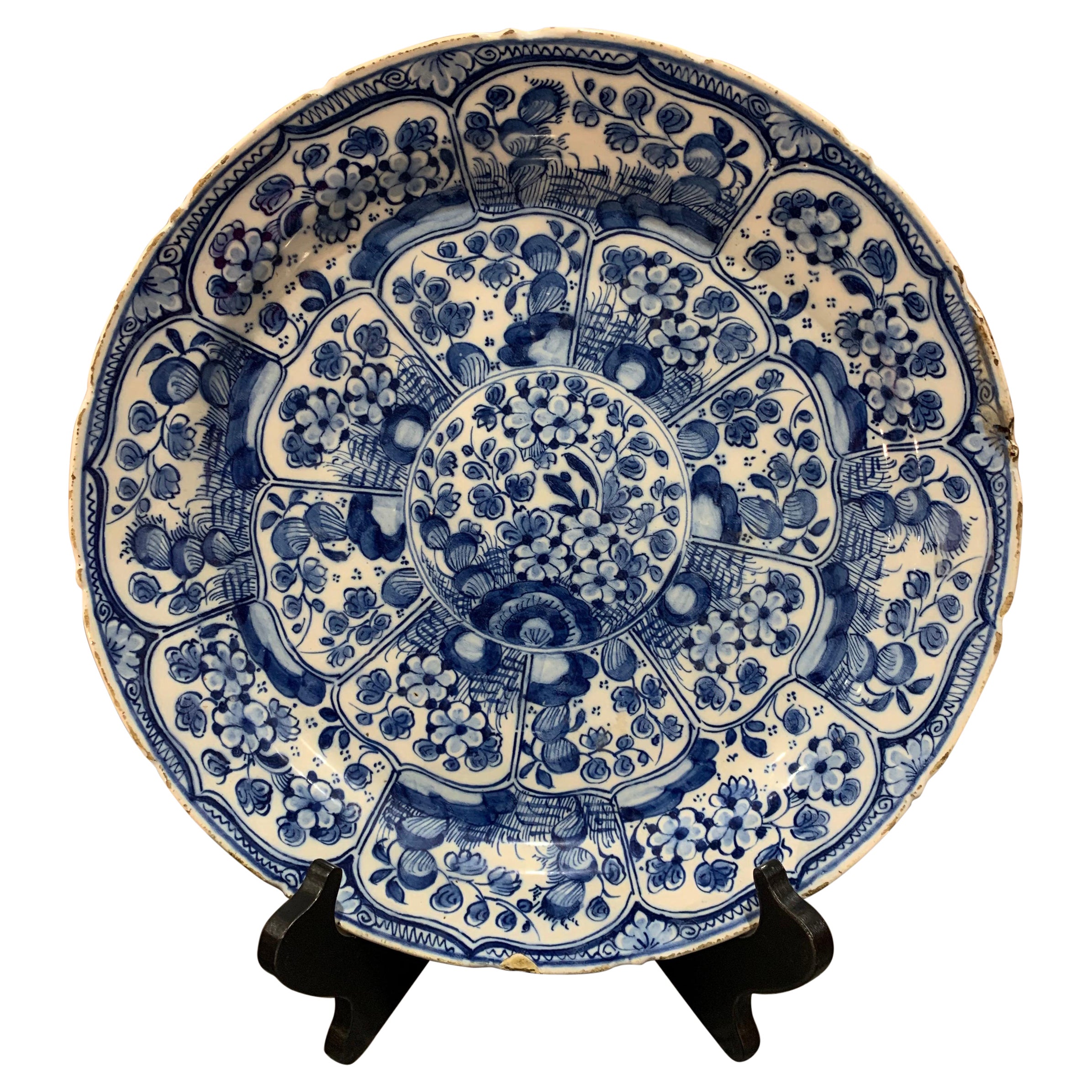 18th-19th century Hand Painted Delft Platter For Sale