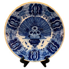 Early 19th Century Dutch Delft Peacock Pattern Bowl