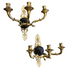 Pair of Very Fine French Bronze Sconces with Lions Heads, Originally Gas