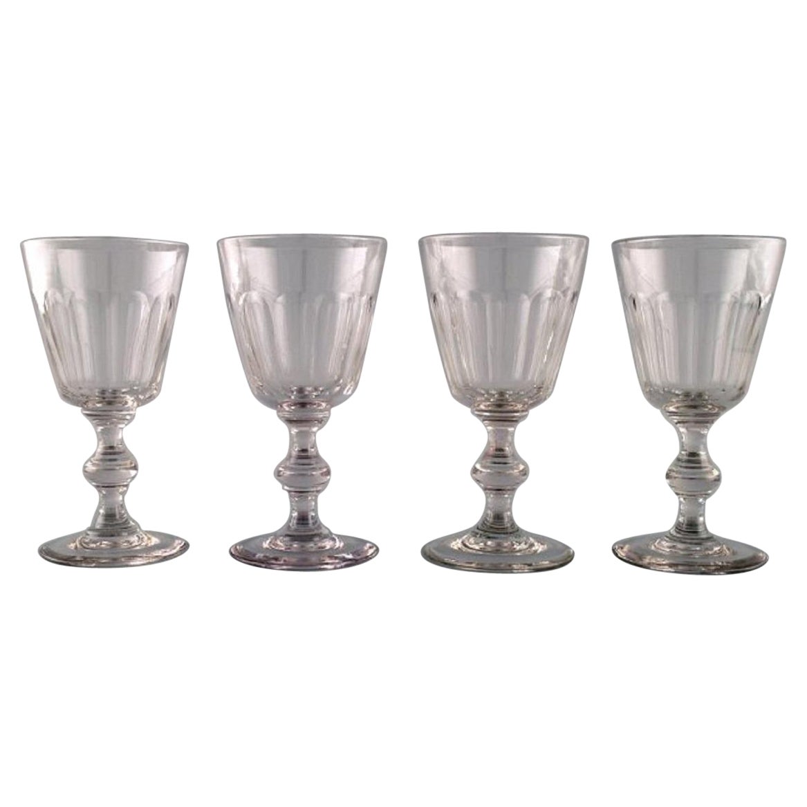 Holmegaard Glasværk, Denmark, Four Christian VIII Berlinois Red Wine Glasses