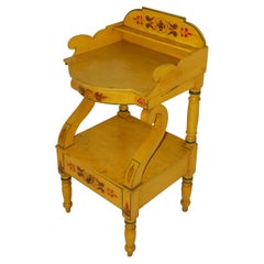 American Early 19th Century Painted Washstand with Lower Shelf, Drawer and Cover