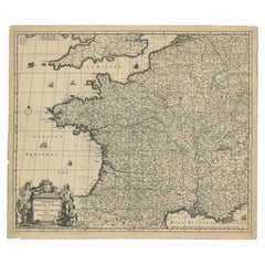 Large Antique Map of France by De Wit, c.1680