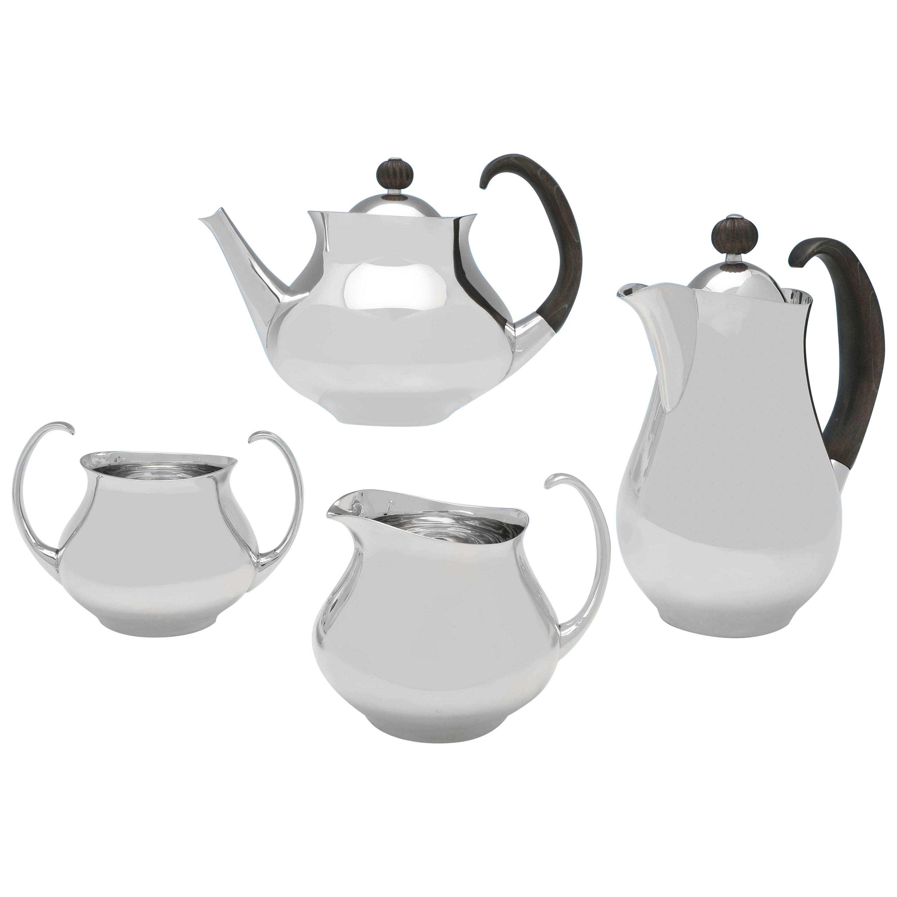 Clements Tea Service, Sterling Silver, 1964, Scandinavian Modern Design For Sale