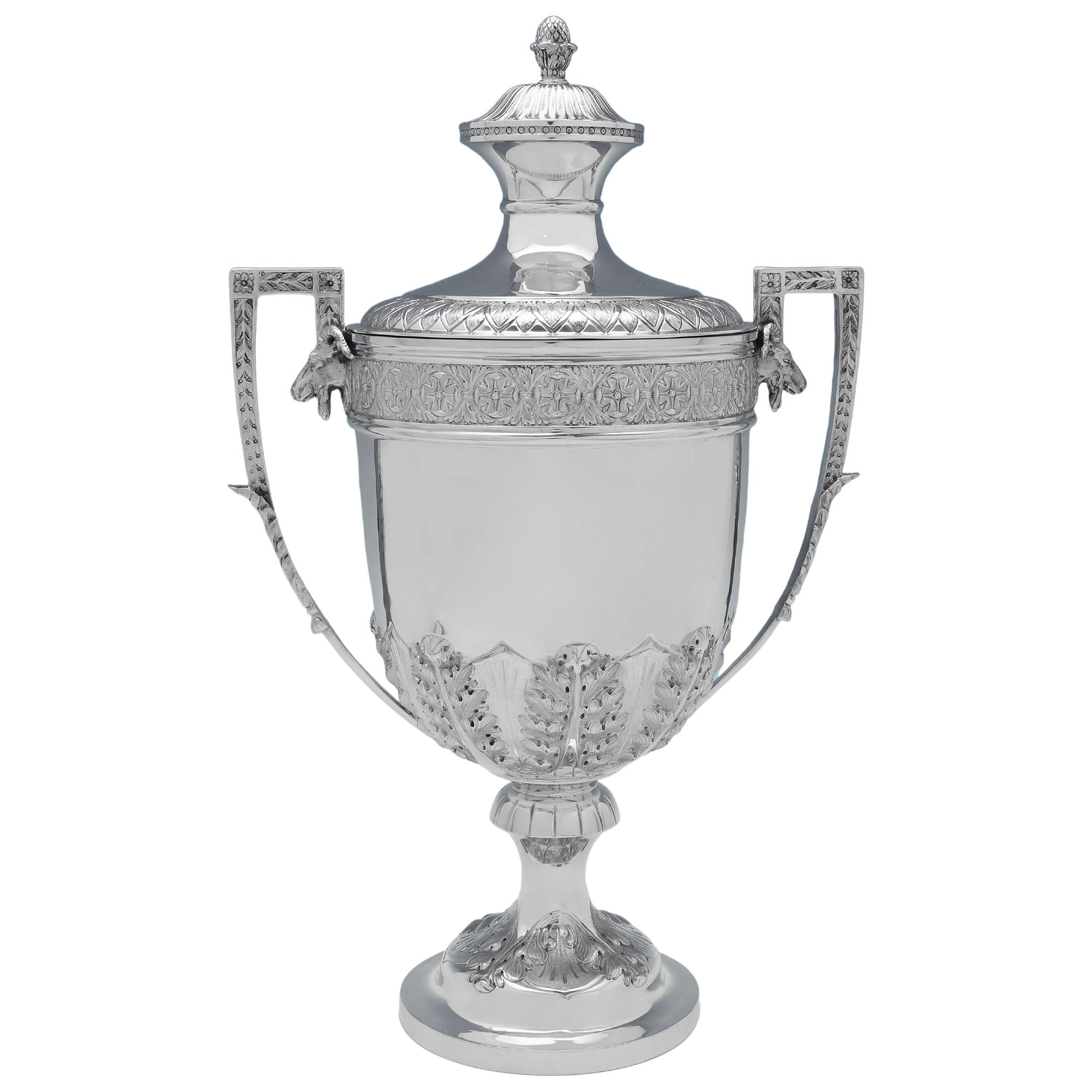 Adam Style Antique Sterling Silver Trophy or Cup & Cover, 1902 Mappin & Webb