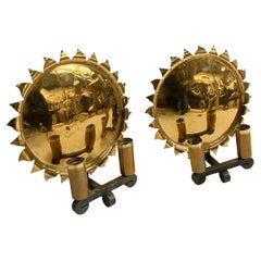 Pair of 1970's "Sun" Sconces in the Style of André Arbus